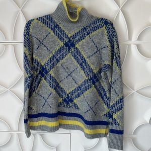Central Park west blue plaid turtleneck sweater x5